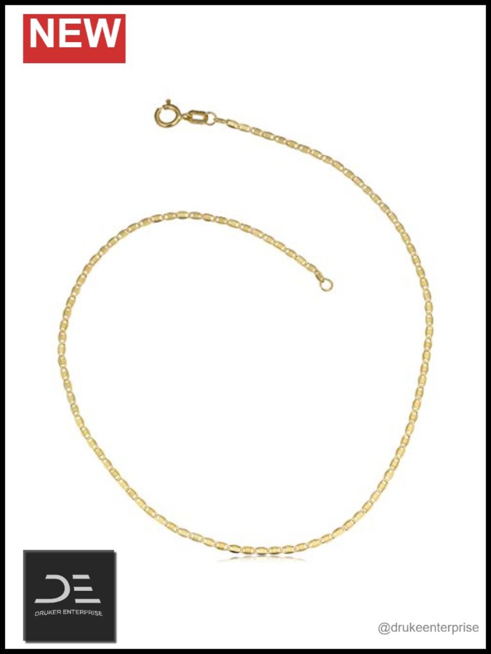 10k Yellow Gold Flat Oval Link Bracelet 7.5 Inch Oval Chain